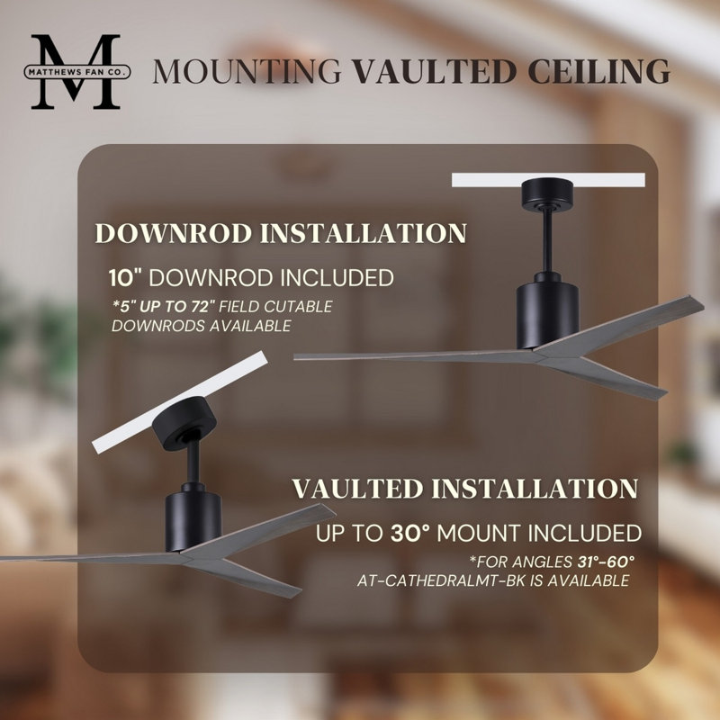 Eliza Outdoor Downrod Ceiling Fan, Old Oak Tone, Matte Black