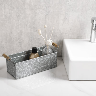 Aliyana Galvanized Metal Bathroom Accessory Tray