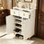 Wetherly Modern 3-Tier Fluted Shoe Storage Cabinet with 2 Drawers,Hallway Shoe Organiser-129124492