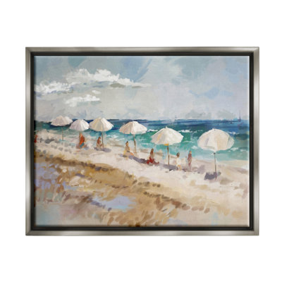 «Abstract People Beach Umbrellas», art de la giclée encadrée par Ziwei Li