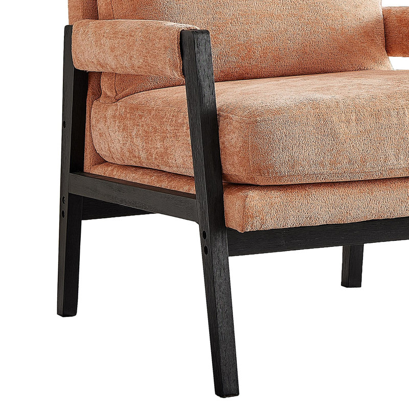 Kelly Mid-Century Modern Chenille Upholstered Accent Armchair, Orange