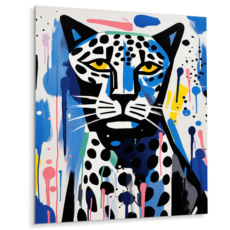 Portrait abstrait d'un tigre triste, H 44 po x l 34 po x P 1,5 po, Pas de métal encadré