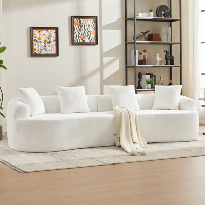 Causeuse incurvée, petit canapé en chenille avec 3 coussins, canapé profond pour appartement, salon, aucun assemblage requis