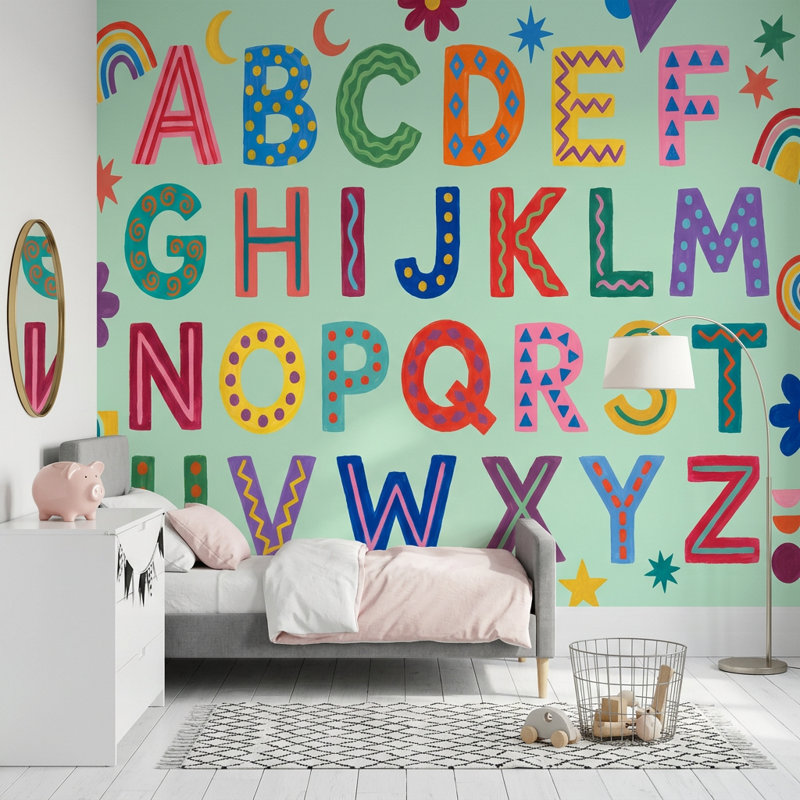Papier peint amovible pour enfants Alphabet, Texturé non collé, 160 po x 108 po
