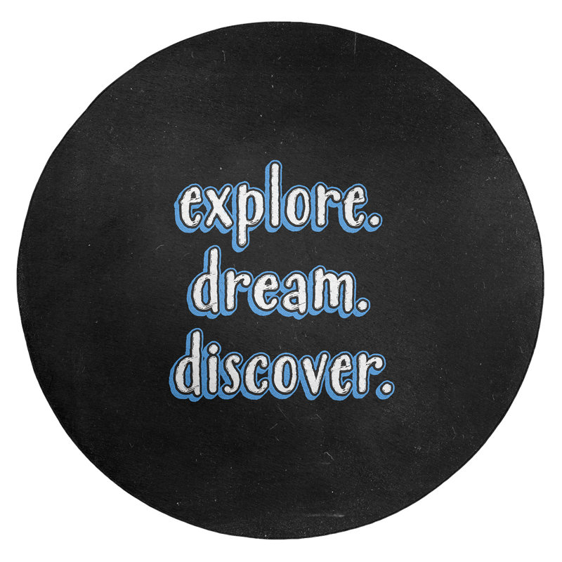 Tapis en poly-chenille style tableau noir look rêve discover, Rond 5 pi