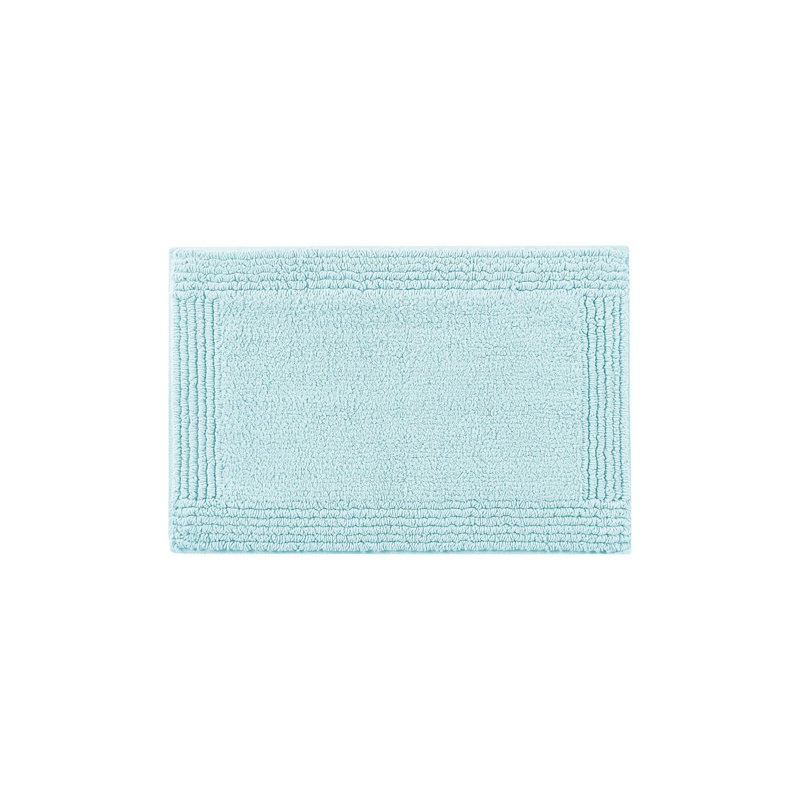 1 PCS 100% Cotton Tufted 3000 GSM Reversible Bath Rug, 15.75" L x 5.32" W, Blue/Cream