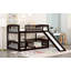 Lit superposé avec glissade, lit superposé simple au-dessus de simple avec clôture et échelle pour enfants-1631660252