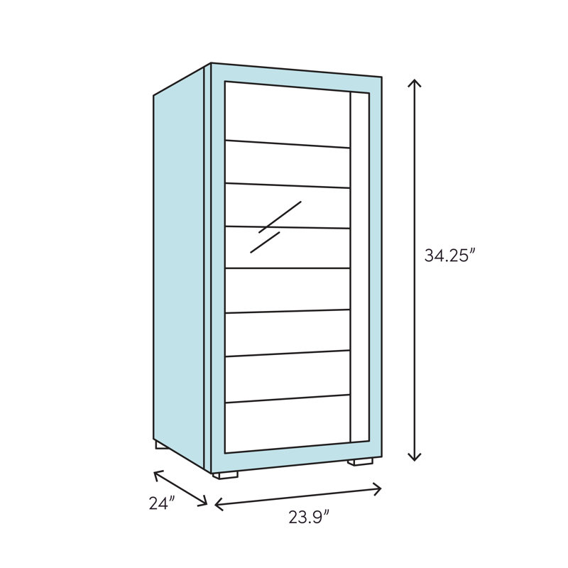 Perlick Single Zone 23.88'' Freestanding 40 Bottle Wine Refrigerator, Left