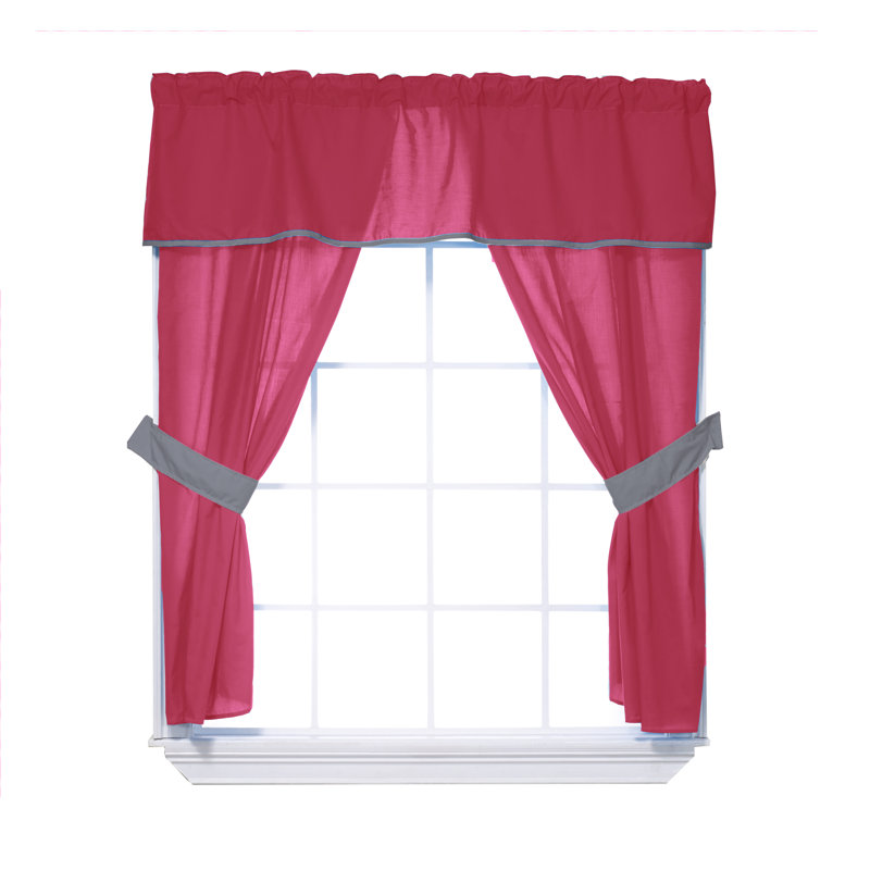 Semi Sheer Sliding Panel Pair, Pink/Gray