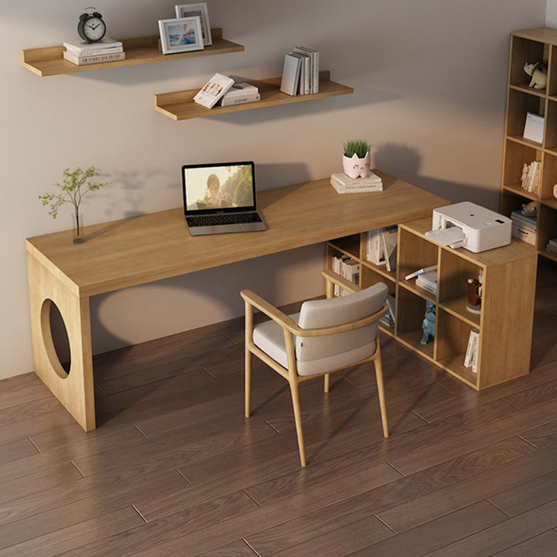Ensemble de bureaux en bois massif en L 70,87 "Burlywood