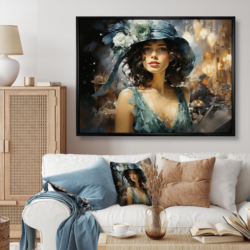 «Fashion 1920S Roaring Portrait III» - Impression, Cadre flottant noir, H 30 po x l 40 po x P 1,5 po