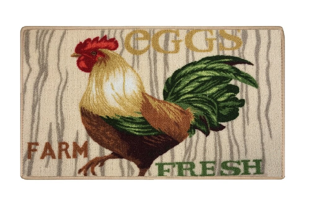 Rooster Kitchen Rug Memory Foam Kitchen Mat Set of 2, Farmhouse