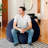 Big Joe Fuf 5Ft Oversized Foam Bean Bag Chair with Removable Cover for Kids, Teens, Adults, Midnight Blue, Corded Plush, 5 foot Large Reading and Gaming Seat-112738864-100759950