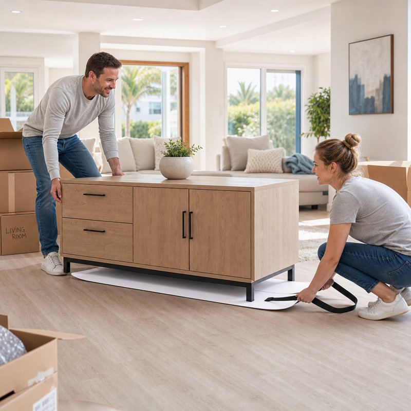 Ensemble de patins de déménagement faciles à utiliser pour réfrigérateurs, canapés et cartons lourds - Tapis de déménagement durable de 123 cm avec poignée ergonomique