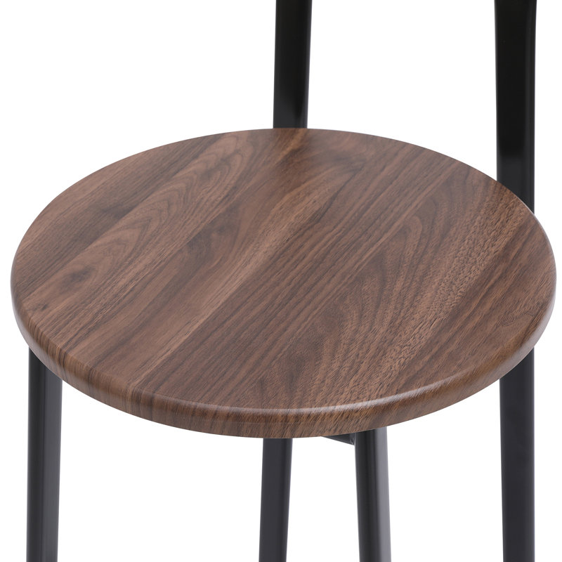 Bar Stool Set of 3 Counter Height Barstools with Back Armless Dining Chairs for Kitchen Island, Walnut