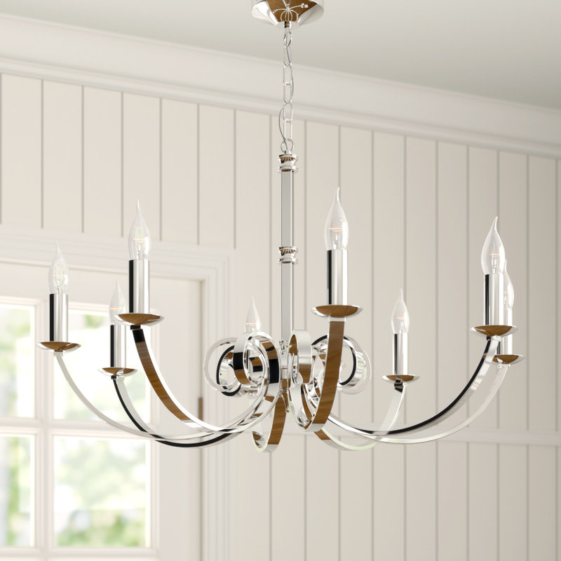 Ameche 8 - Light Candle Style Chandelier, Polished Chrome