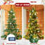 Arbre de Noël 4 pi avec lumières à DEL blanc chaud et pointes en PE + PVC, structure à charnières et support en métal stable-2090090181