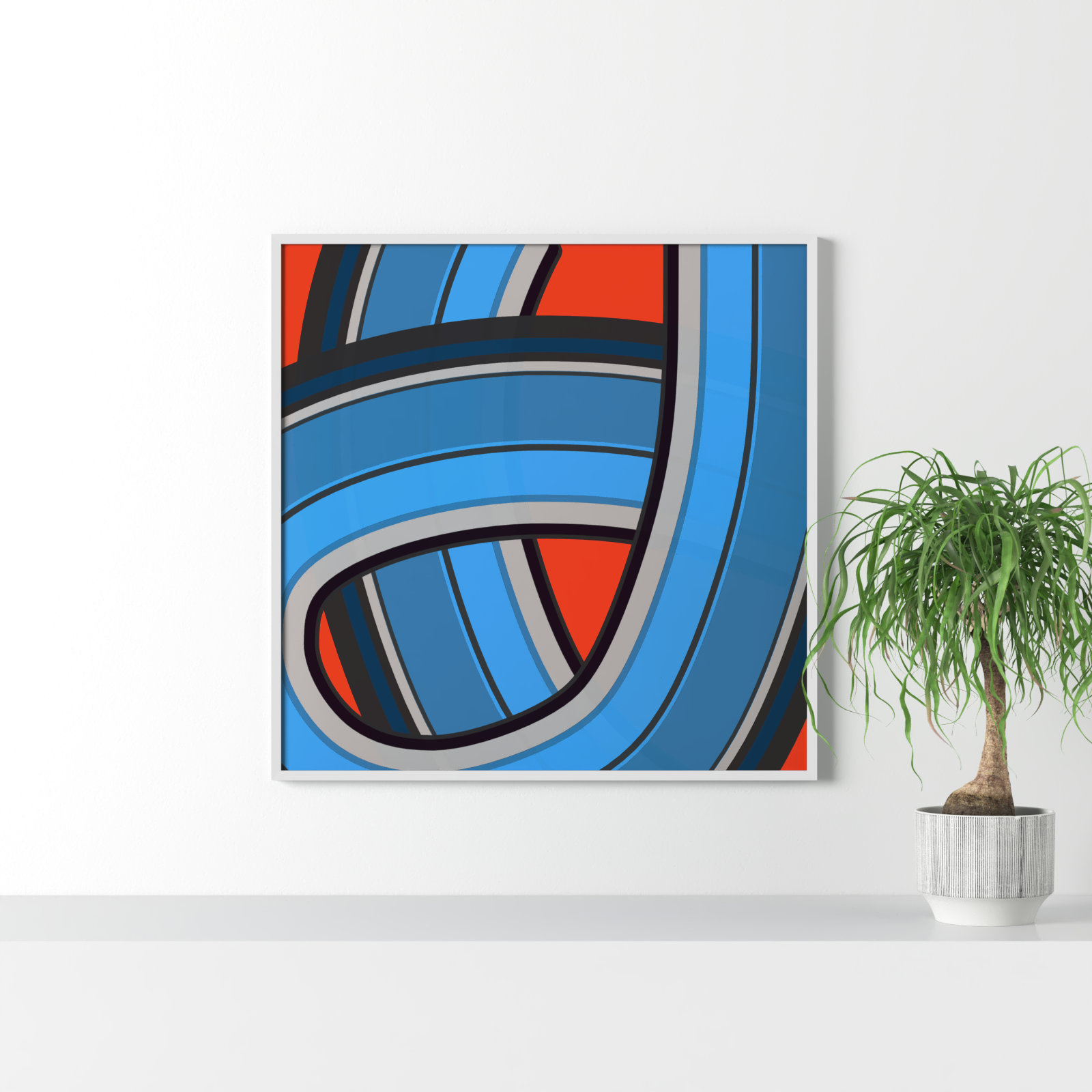 Twist Series I "Twisted River" Print, 36" H x 36" W x 1.25" D, White