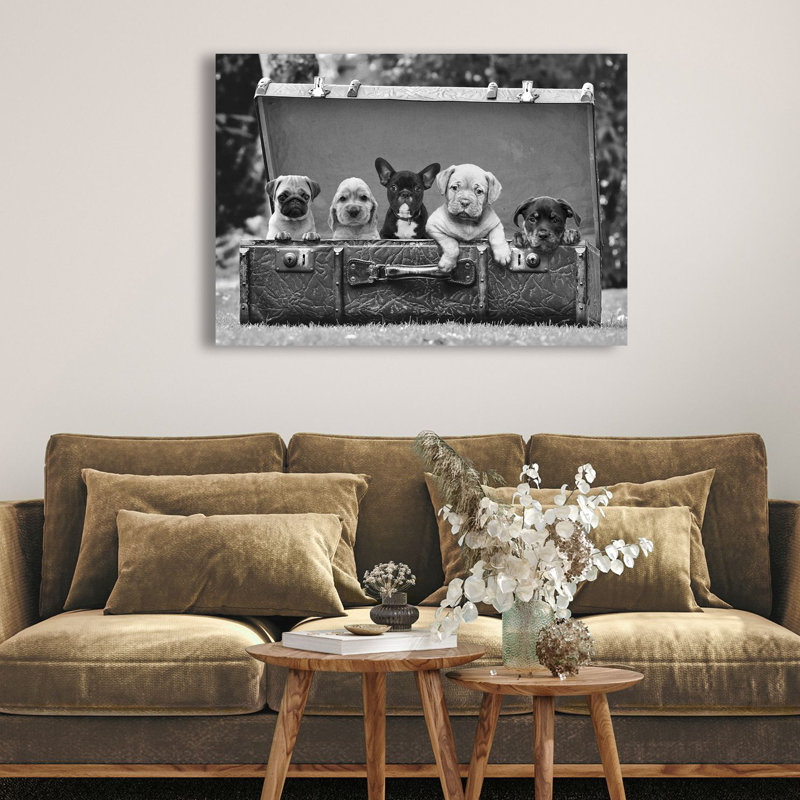 3AP6150 Puppies (detail) by Pangea Images - Wrapped Canvas Art Prints, 70cm H x 100cm W x 4cm D