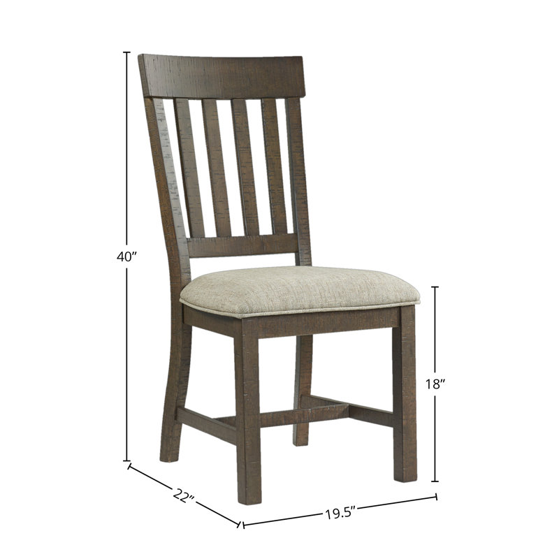 Costel Slat Back Side Chair with Cushion Seat, Brushed Charcoal