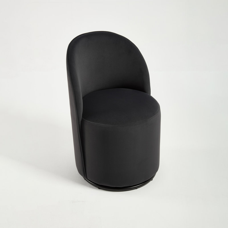 Velvet Swivel Barrel Chair, Black