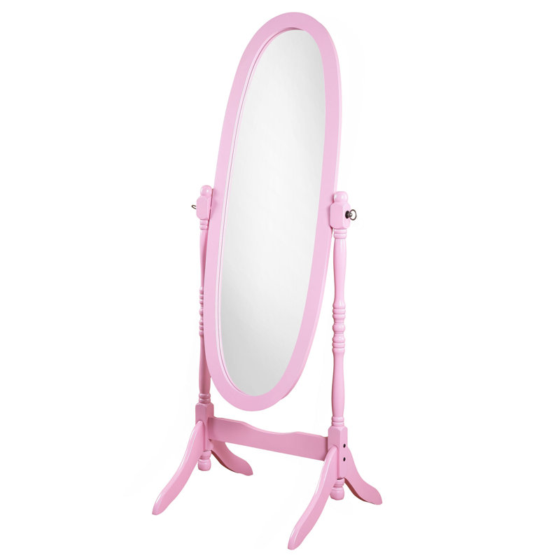 Traditional Queen Anna Style Wood Floor Cheval Mirror, Pink