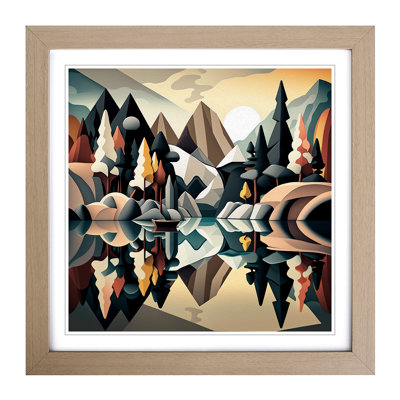 Lake Cubism - Single Picture Frame Print on Wood