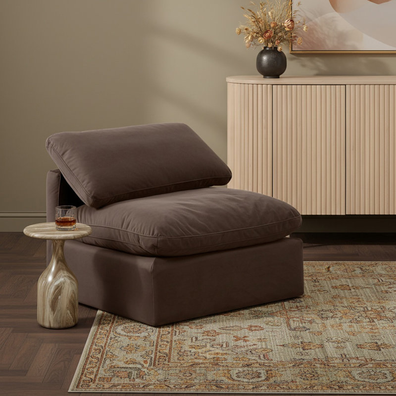 Fauteuil modulaire rembourré Musheerah Indulge, Velours brun