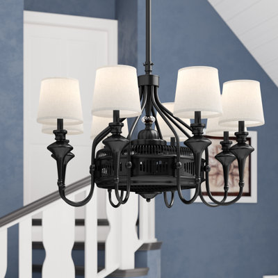 Losey 35" 8-Light Fandelier in English Bronze with Remote Control
