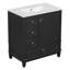 Meuble-lavabo de 30 po avec lavabo, meuble-lavabo autoportant noir avec lavabo en céramique, cadre en bois massif, porte et tiroirs à fermeture en douceur, panneau de fibres à densité moyenne peint et bois d'hévéa, tablettes de rangement incluses-1165898241