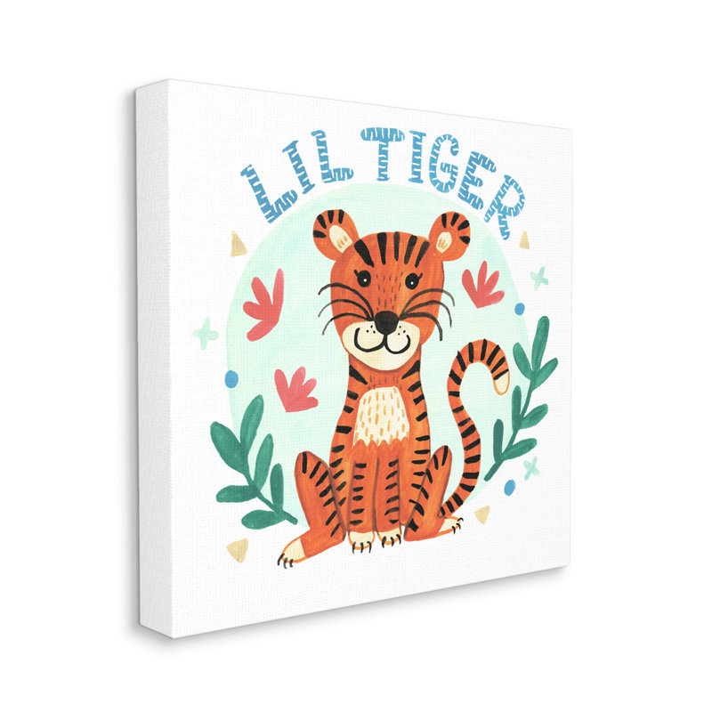 Lil Lil Text Whimsical Simple Botanicals par Heather Strianese - Peinture, Toile tendue, H 17 po x l 17 po x P 1,5 po