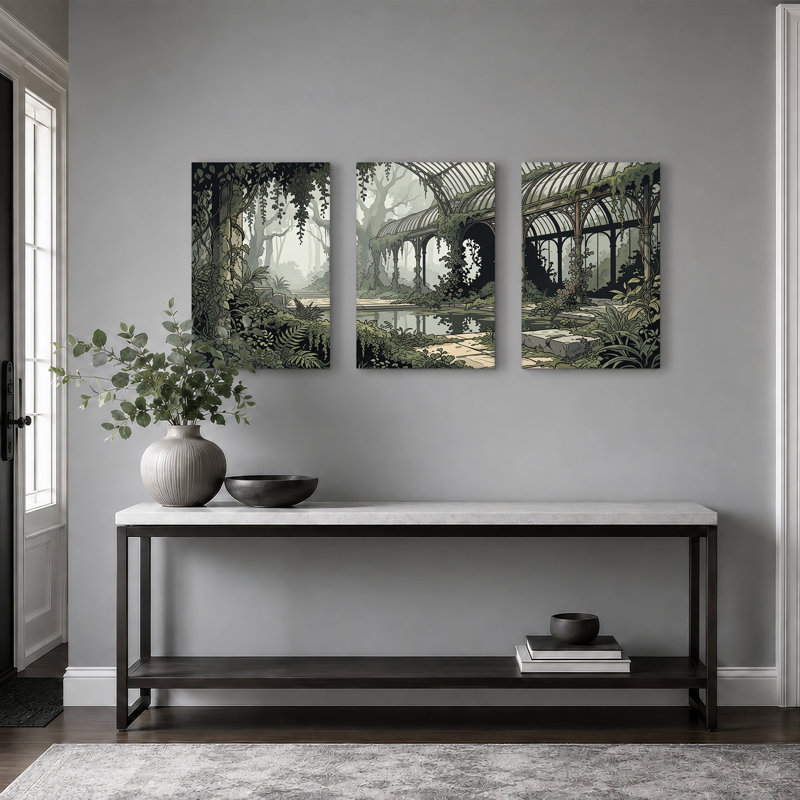 Ensemble de 3 toiles en verre Overgrown, H 36 po x l 24 po x 3 pièces