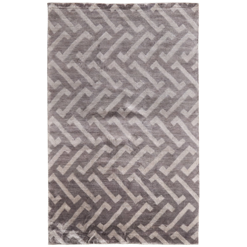 Tapis gris à motif géométrique moderne Noor, Rectangle 5 pi 6 po x 8 pi 6 po