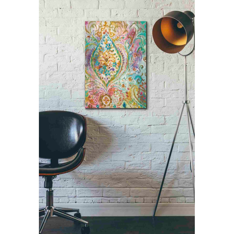 «Boho Paisley II» par Danhui Nai, art mural sur toile, H 26 po x l 18 po x P 0,75 po