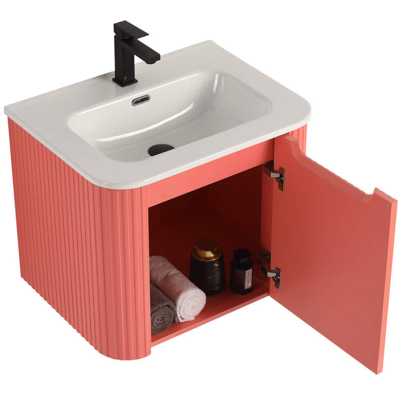 Meuble-lavabo moderne Caskvalley, Rose corail