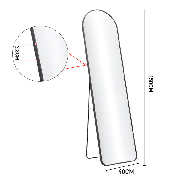Metal Arch Dressing Mirror, 150 cm H x 40 cm W, Black