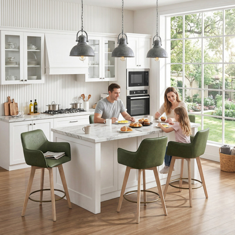 Tabouret de comptoir pivotant en cuir Ashwood, Vert
