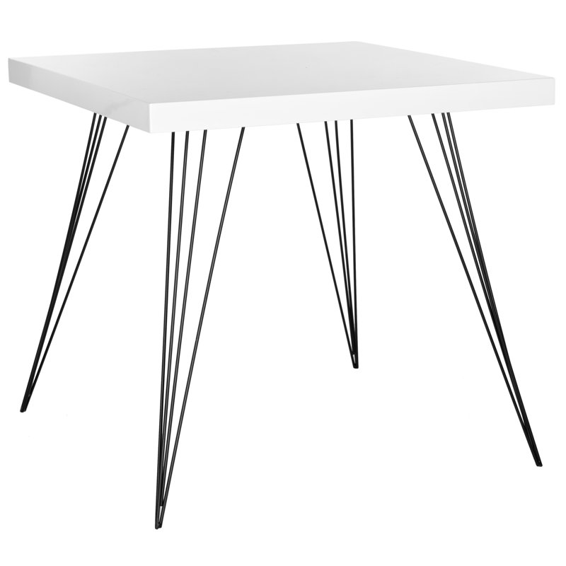 Guin Metal Base Dining Table, White/Black