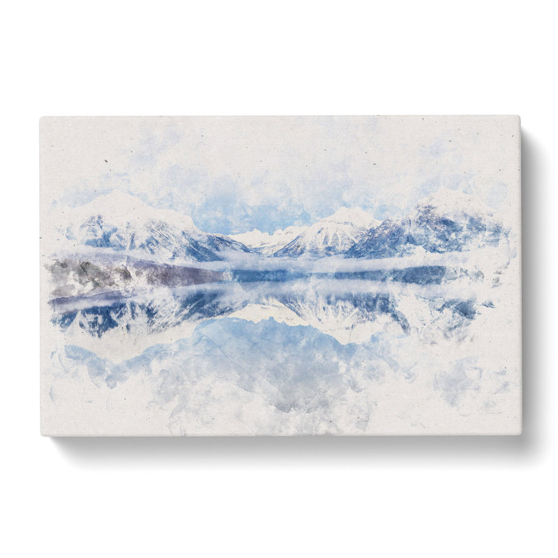 Lake McDonald In Montana Watercolour - Wrapped Canvas Print, 40cm H x 60cm W x 3cm D