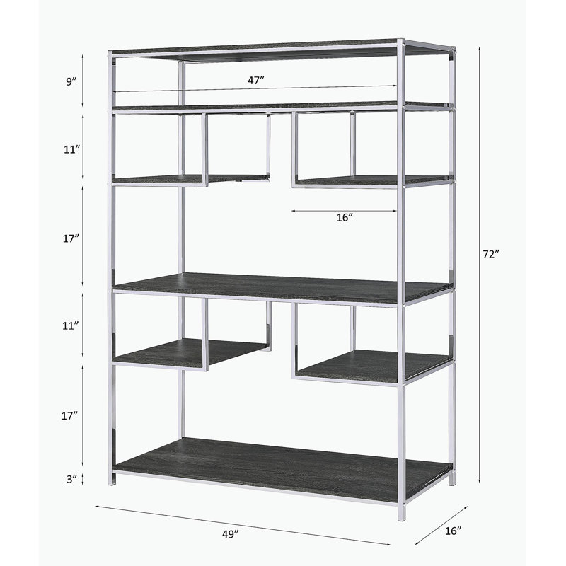 Bibliothèque rustique en chêne gris et finition chromée