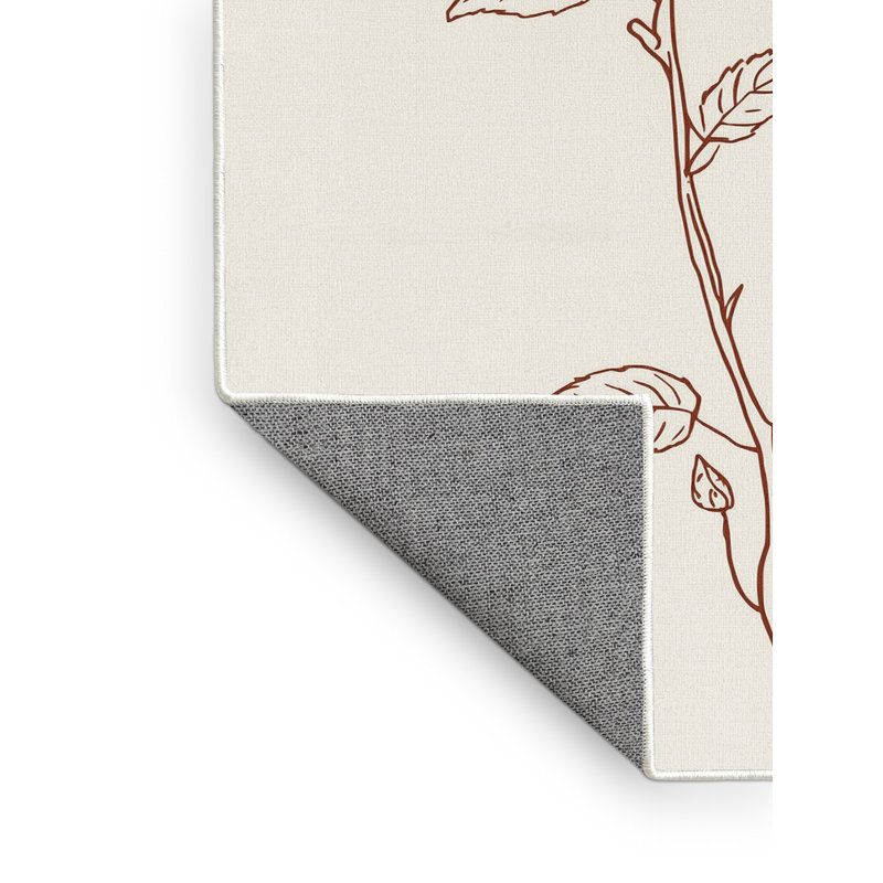 Machine Washable Wyndmoor Valentines Modern & Contemporary Abstract Rug in Beige – White Binding, 8x10