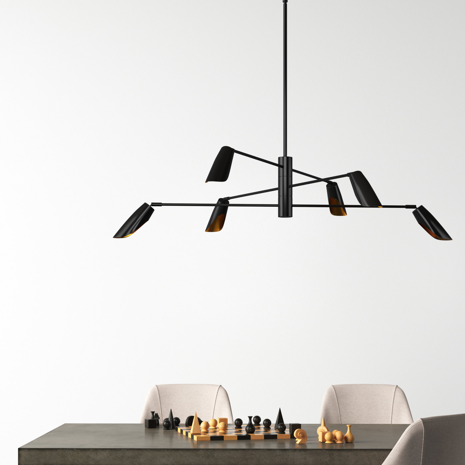 Bondy 6-Light Chandelier, Black, 11"H x 50"W x 50"D