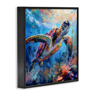«Rainbow Sea Turtle & Bubbles», estampe numérique, design par LSR Design Studio