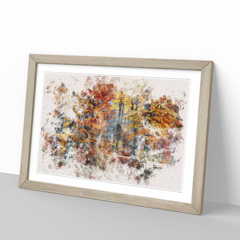 Autumn Forest Vol.3 Watercolour - Picture Frame Graphic Art, Oak, 65cm H x 90cm W x 2cm D