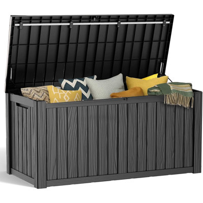 Boîte de rangement pour terrasse 150 gallons imperméable et verrouillable - noire
