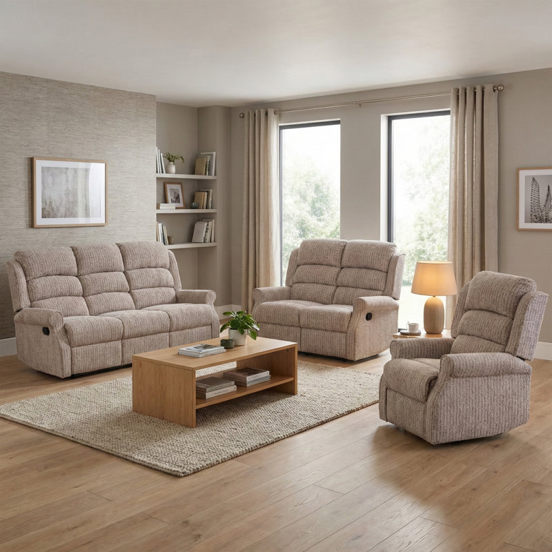 Lainey 3 Seater Reclining Sofa, Natural