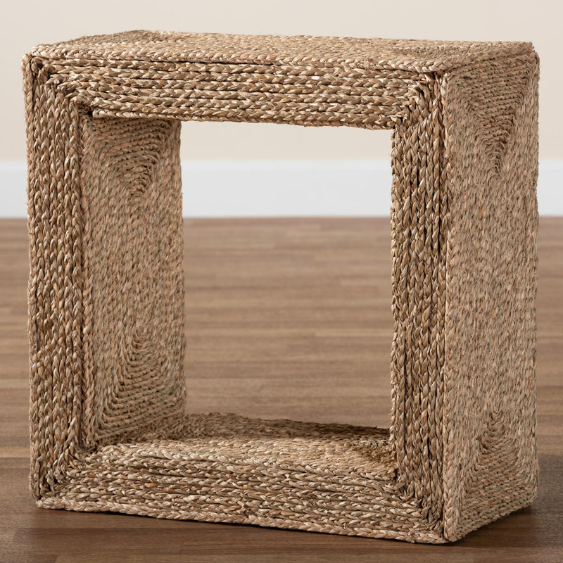 Aailyah Seagrass Floor Shelf End Table
