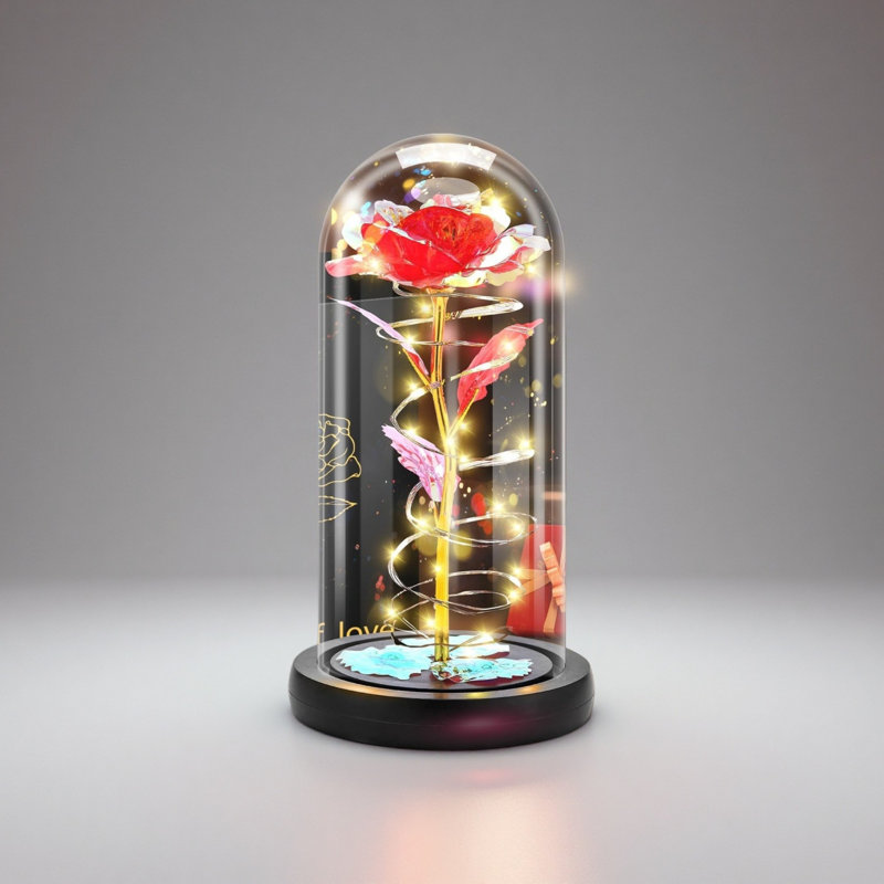 Verre rose fleur pour cadeau pour femme, Rouge