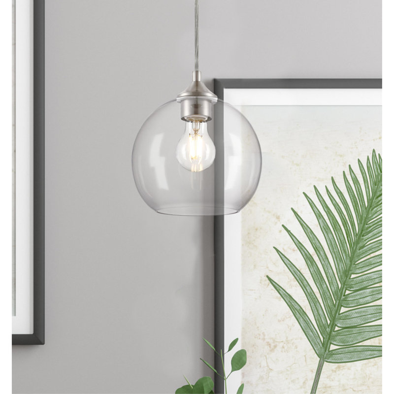 Luminaire suspendu sphère 1 lumière, Nickel brossé