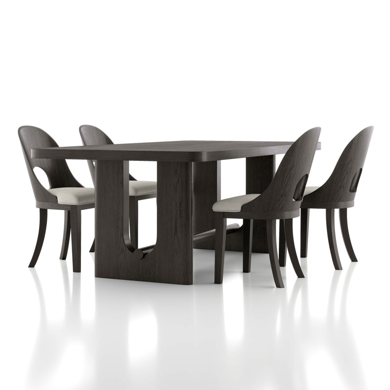 Ensemble de table de salle à manger Doloros, Gris cendre, Ensemble de cinq pièces : table, quatre chaises